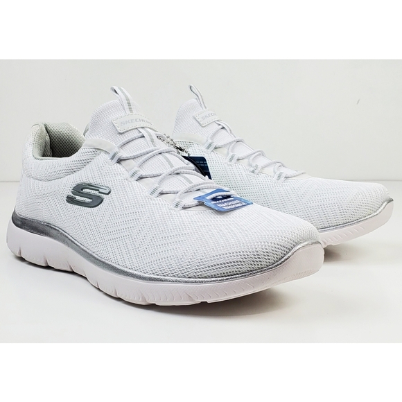 NWT Skechers summits artistry chic slip on sneakers white silver lightweight - Picture 4 of 12
